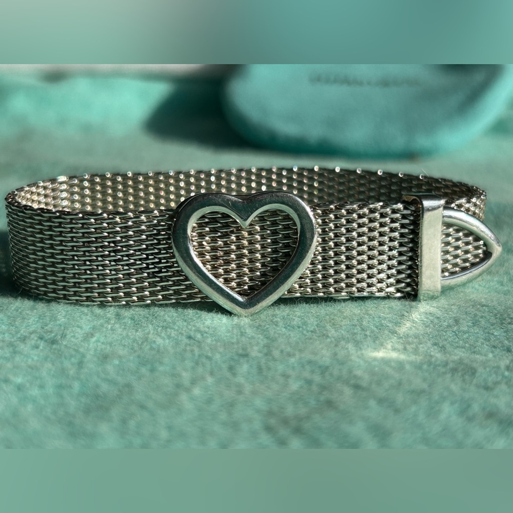Tiffany & Co. Sterling Silver Mesh Heart Buckle Bracelet